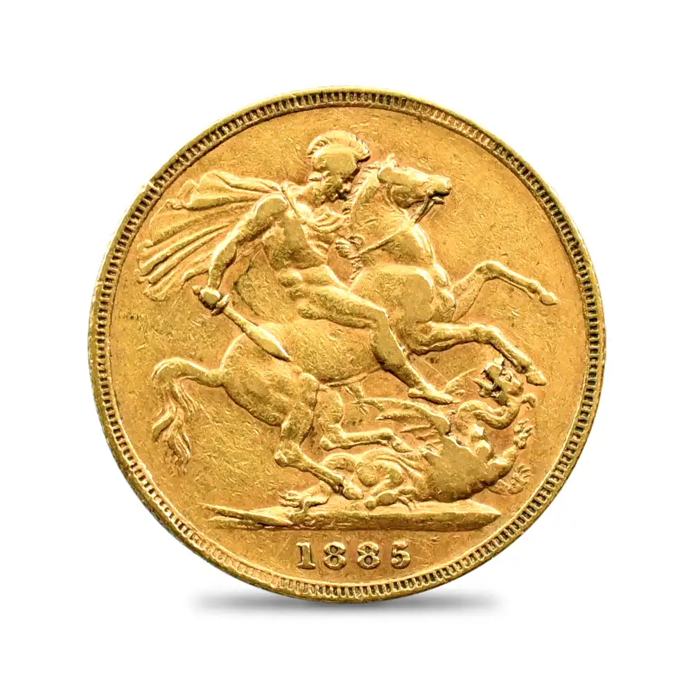 アンティークコイン3：3700 オーストラリア 1885 ヴィクトリア女王 ヤングヘッド 聖ジョージ竜退治 1ソブリン金貨 未鑑定