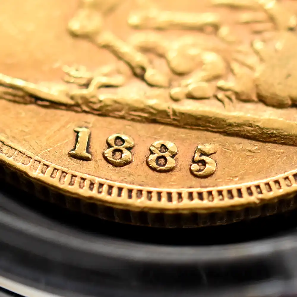 アンティークコイン8：3700 オーストラリア 1885 ヴィクトリア女王 ヤングヘッド 聖ジョージ竜退治 1ソブリン金貨 未鑑定