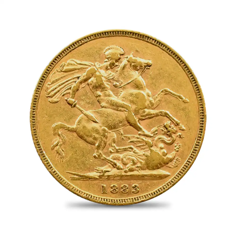 アンティークコイン3：3701 オーストラリア 1883 ヴィクトリア女王 ヤングヘッド 聖ジョージ竜退治 1ソブリン金貨 未鑑定