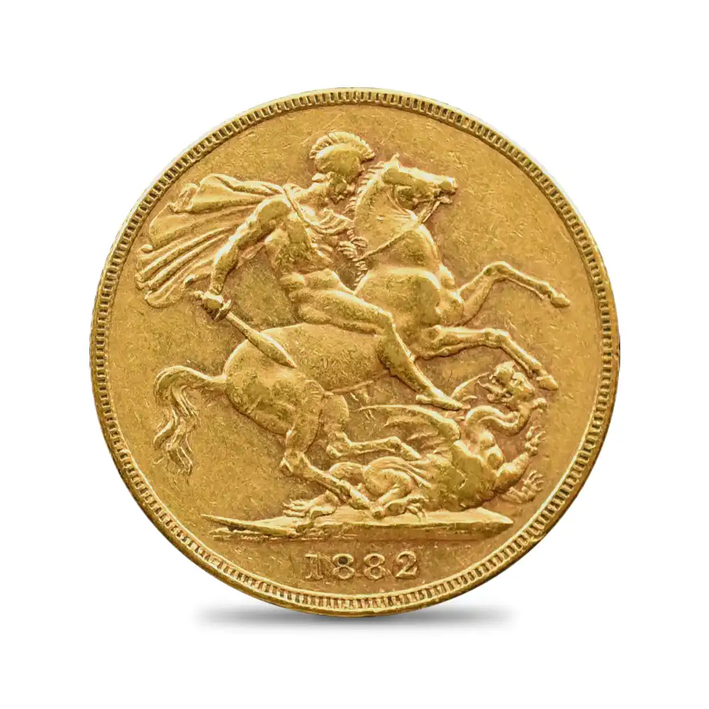 アンティークコイン3：3702 オーストラリア 1882 ヴィクトリア女王 ヤングヘッド 聖ジョージ竜退治 1ソブリン金貨 未鑑定