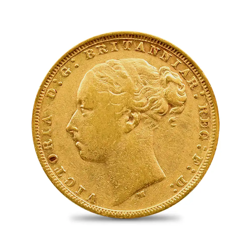 アンティークコイン2：3703 オーストラリア 1881 ヴィクトリア女王 ヤングヘッド 聖ジョージ竜退治 1ソブリン金貨 未鑑定