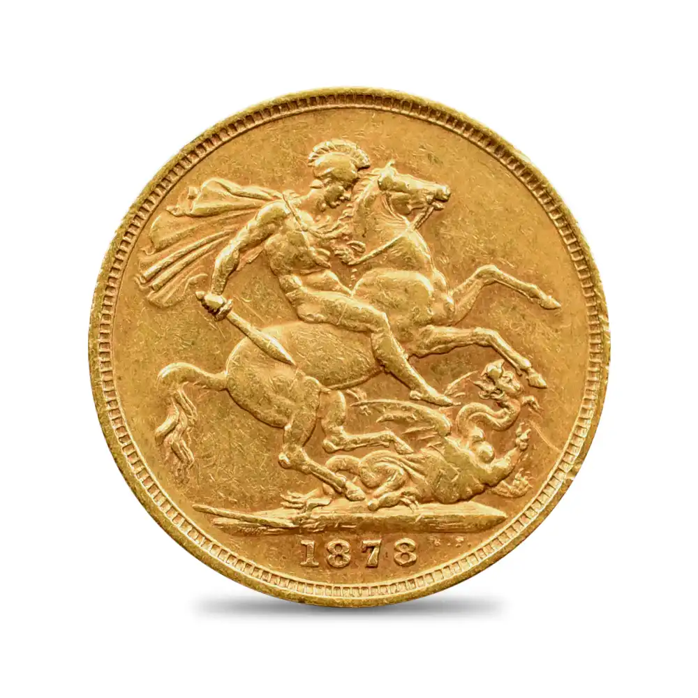 アンティークコイン3：3704 オーストラリア 1878 ヴィクトリア女王 ヤングヘッド 聖ジョージ竜退治 1ソブリン金貨 未鑑定