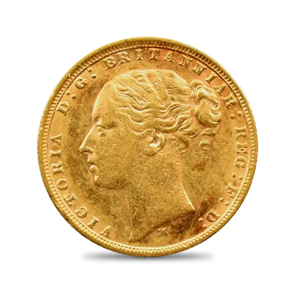 アンティークコイン2：3705 オーストラリア 1875 ヴィクトリア女王 ヤングヘッド 聖ジョージ竜退治 1ソブリン金貨 未鑑定
