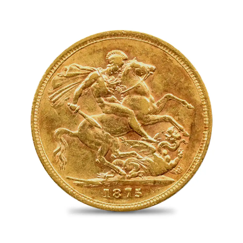 アンティークコイン3：3705 オーストラリア 1875 ヴィクトリア女王 ヤングヘッド 聖ジョージ竜退治 1ソブリン金貨 未鑑定