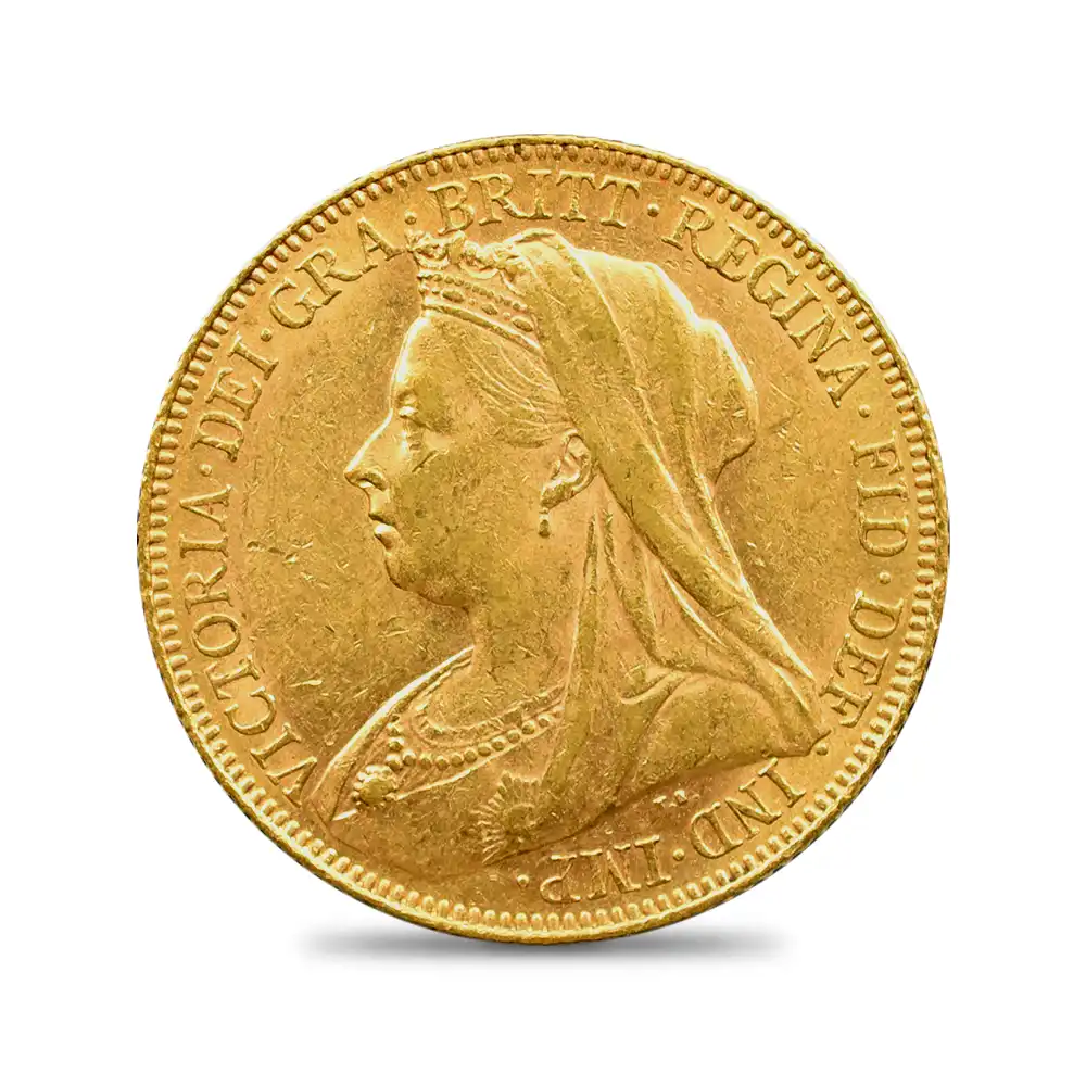 アンティークコイン2：3706 1899 ヴィクトリア女王 オールド（ヴェールド）ヘッド 聖ジョージ竜退治 1ソブリン金貨 未鑑定