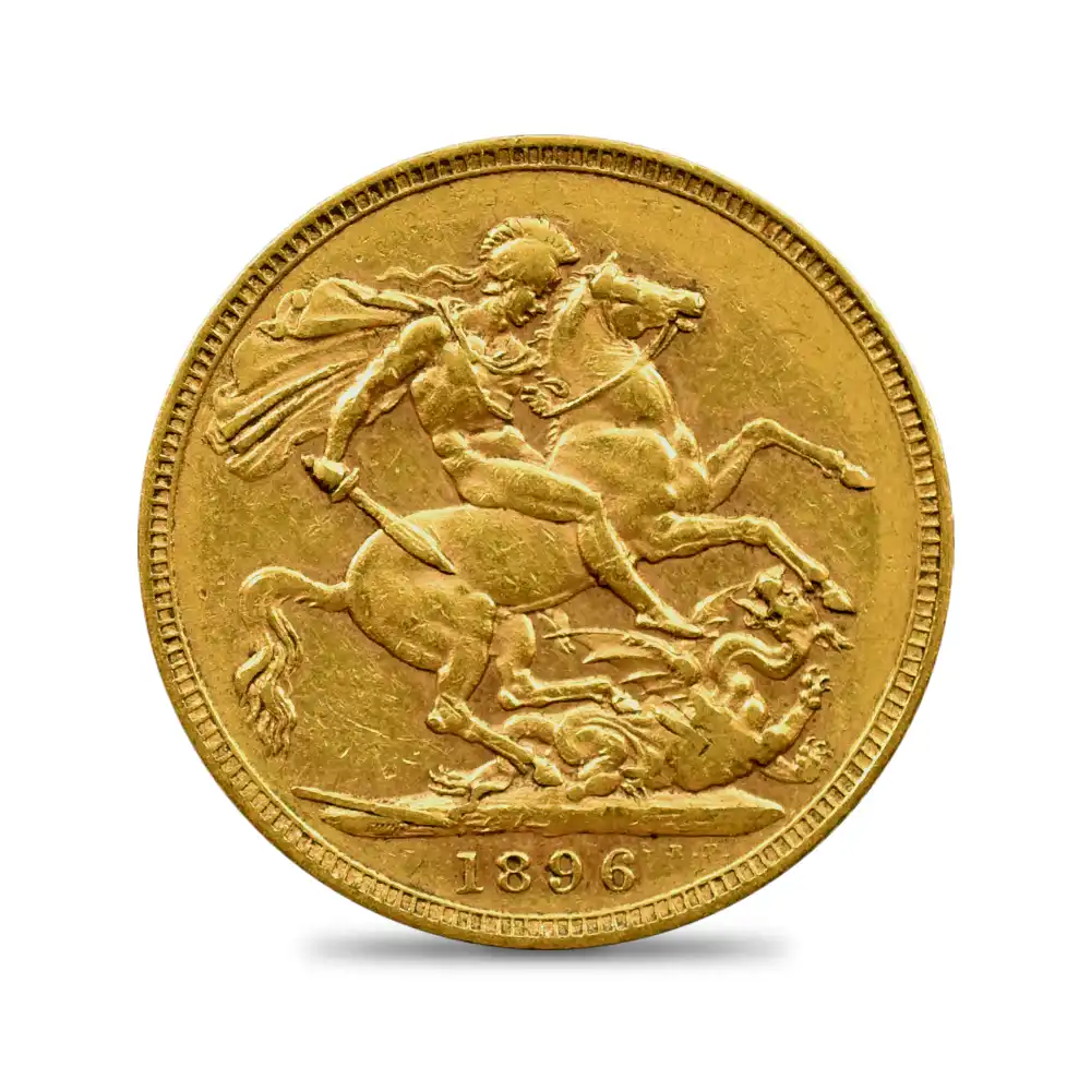 アンティークコイン3：3708 1896 ヴィクトリア女王 オールド（ヴェールド）ヘッド 聖ジョージ竜退治 1ソブリン金貨 未鑑定