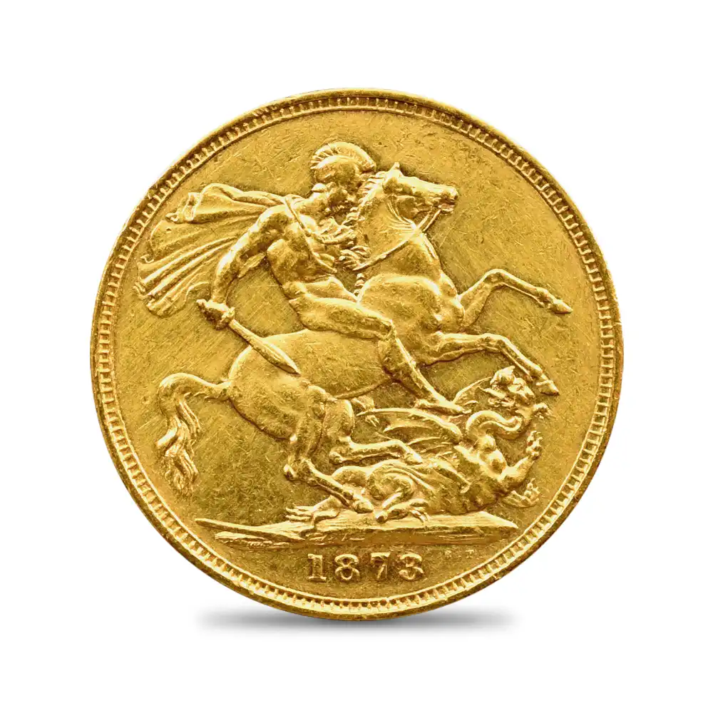 アンティークコイン3：3710 オーストラリア 1873 ヴィクトリア女王 ヤングヘッド 聖ジョージ竜退治 1ソブリン金貨 未鑑定
