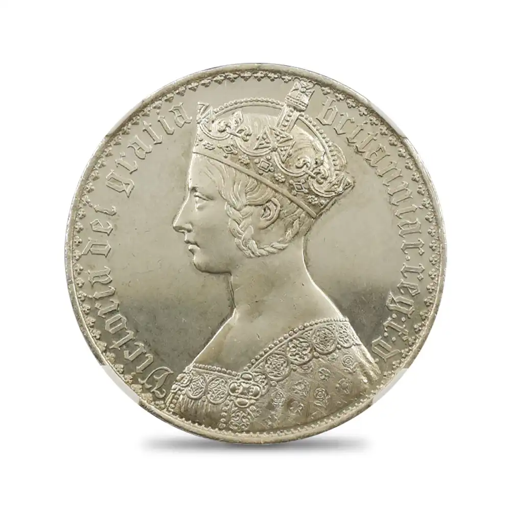 アンティークコインs2：2123 1847 ヴィクトリア女王 ゴチッククラウン銀貨 アンデシモエッジ  NGC PF61