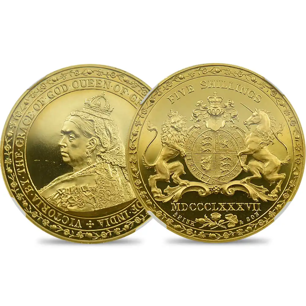 1887 ヴィクトリア クラウン試作金貨 SPINK&SON NGC PF65+UC | 英国 