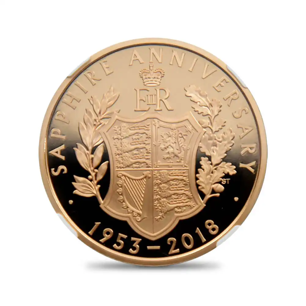 モダンコイン2：209 2018 エリザベス2世 戴冠65周年記念 サファイアコロネーション 5ポンド金貨 NGC PF70UC
