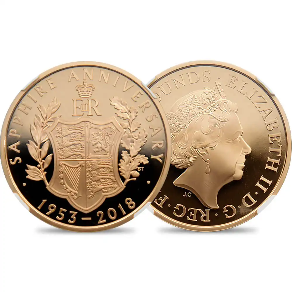 2018 エリザベス女王生誕65年 £5 プルーフ銀貨 NGC PF69UC