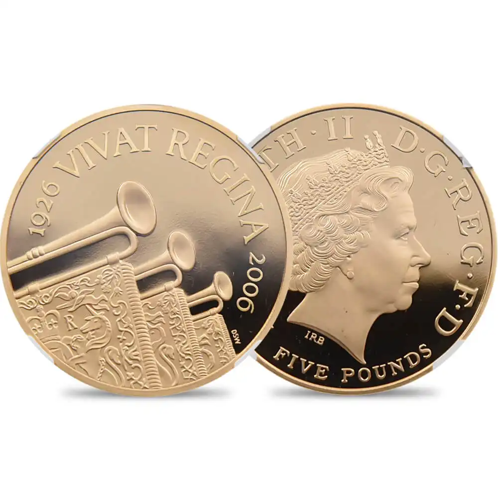 2006 エリザベス2世 女王誕生80周年記念 5ポンド金貨 NGC PF69UC(国会 