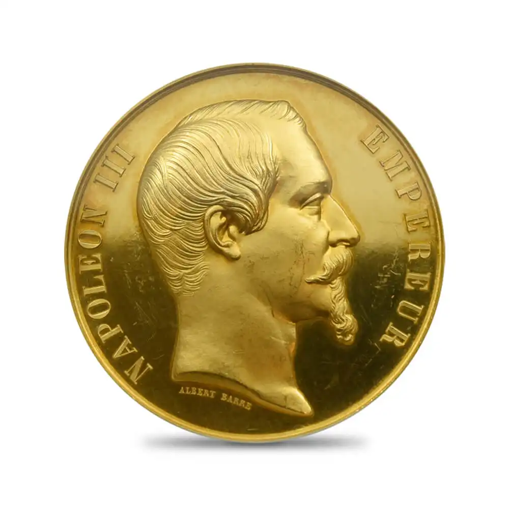 アンティークコインs3：506 フランス 1855 ナポレオン3世 金メダル銀メダル NGC 2枚セット