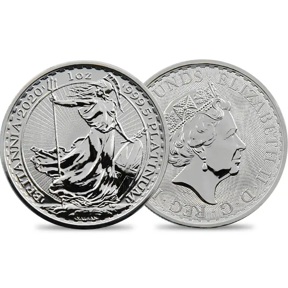 地金型s1：745 2020 エリザベス2世 ブリタニア 100ポンド1オンス地金型プラチナ貨