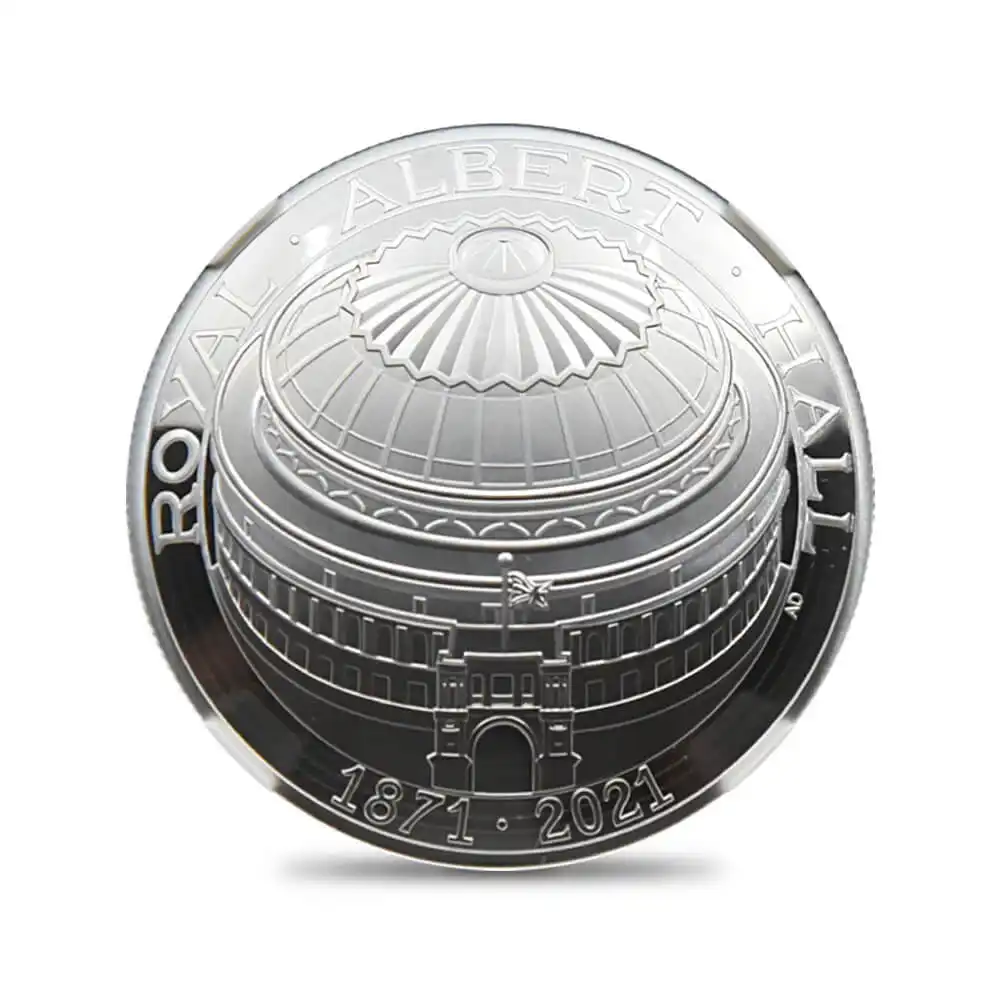 モダンコイン2：983 2021 エリザベス2世 ロイヤル・アルバート・ホール開場150周年記念 5ポンド銀貨 ファーストリリース NGC PF70UC 箱付き