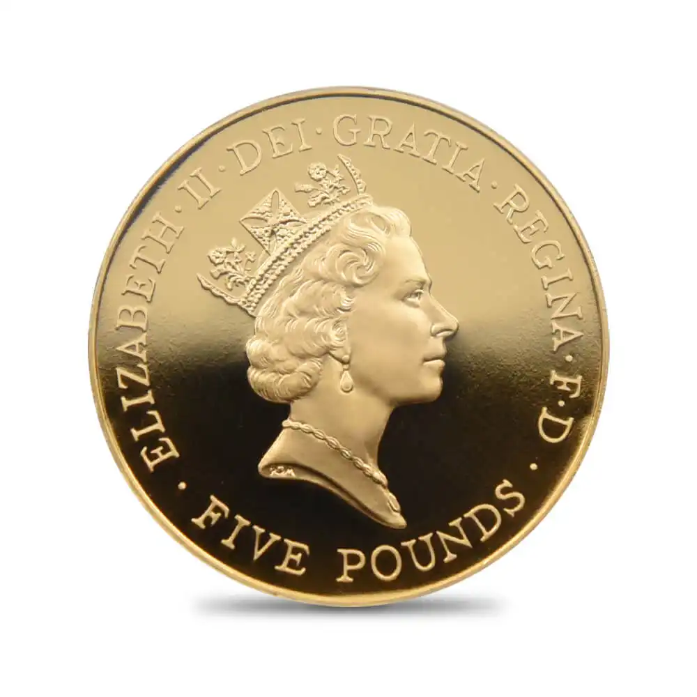 モダンコイン3：1122 1996 エリザベス2世 ミドルエリザべス 女王誕生70周年記念 5ポンド金貨 PCGS PR70DCAM 箱付き