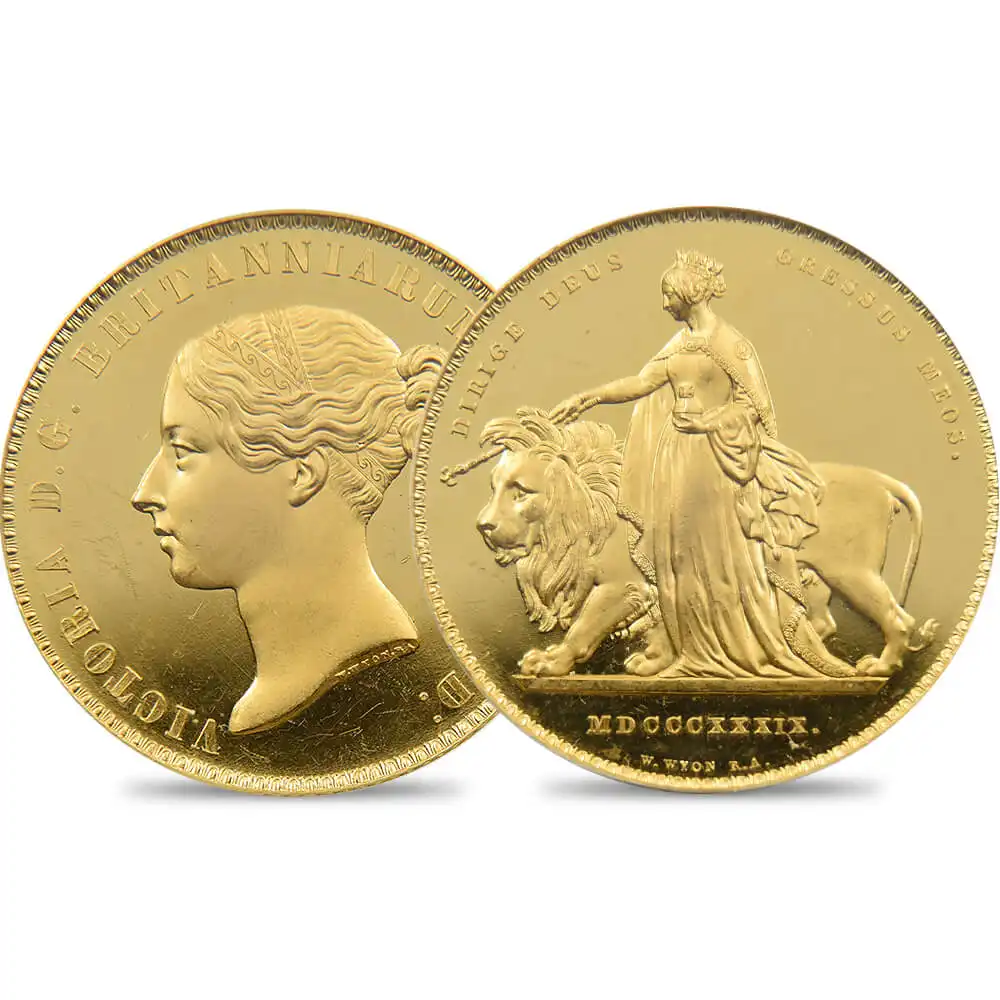 アンティークコイン1：1237 1839 ヴィクトリア女王 5ポンド金貨 ウナ＆ライオン PCGS PR63DC WR-279