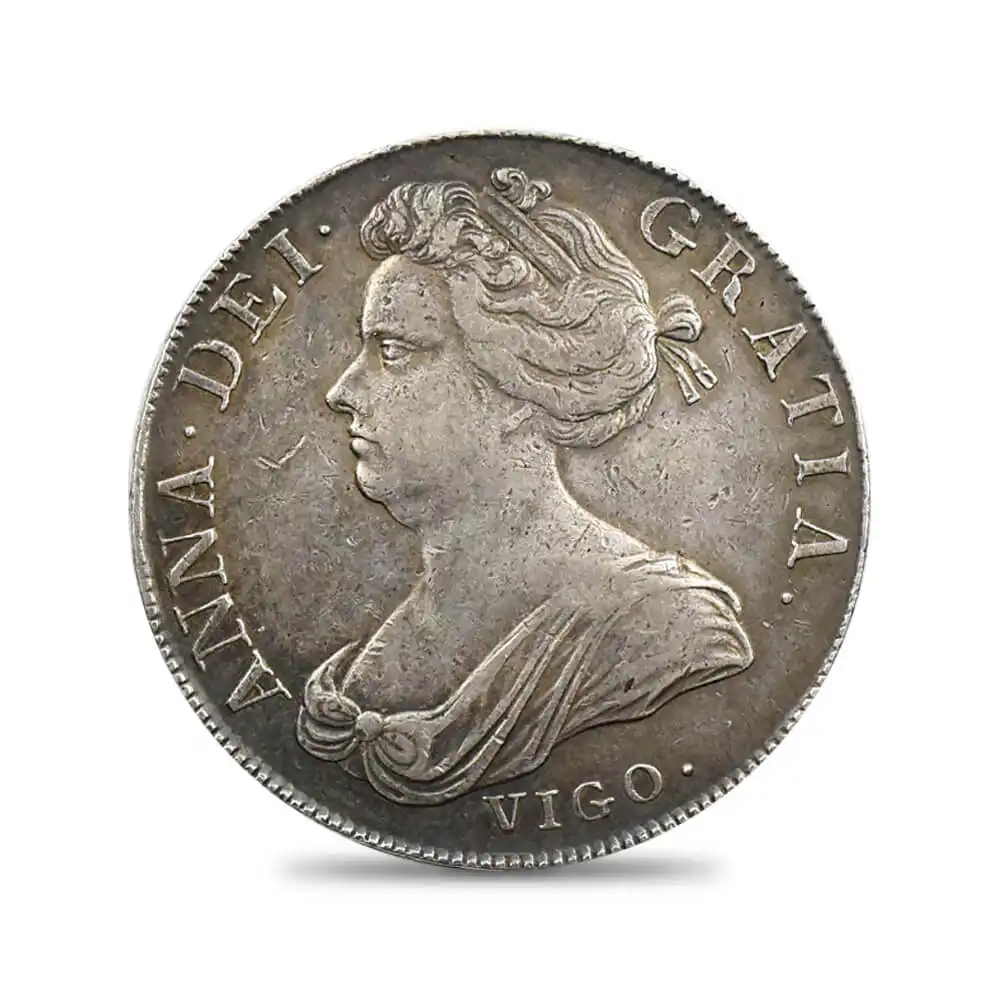 アンティークコイン2：1355 1703 アン女王 VIGO クラウン銀貨 未鑑定