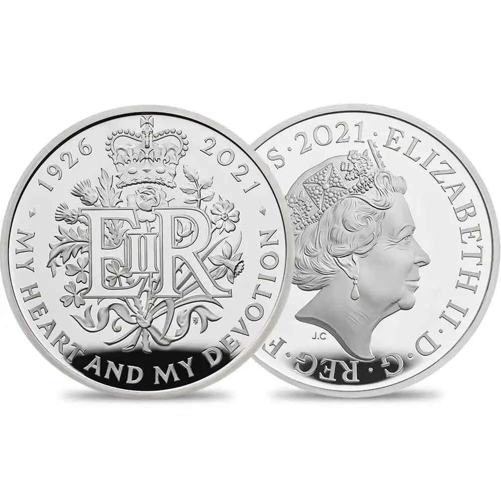 2021 エリザベス女王 誕生95周年記念 5ポンドプルーフ銀貨 未鑑定