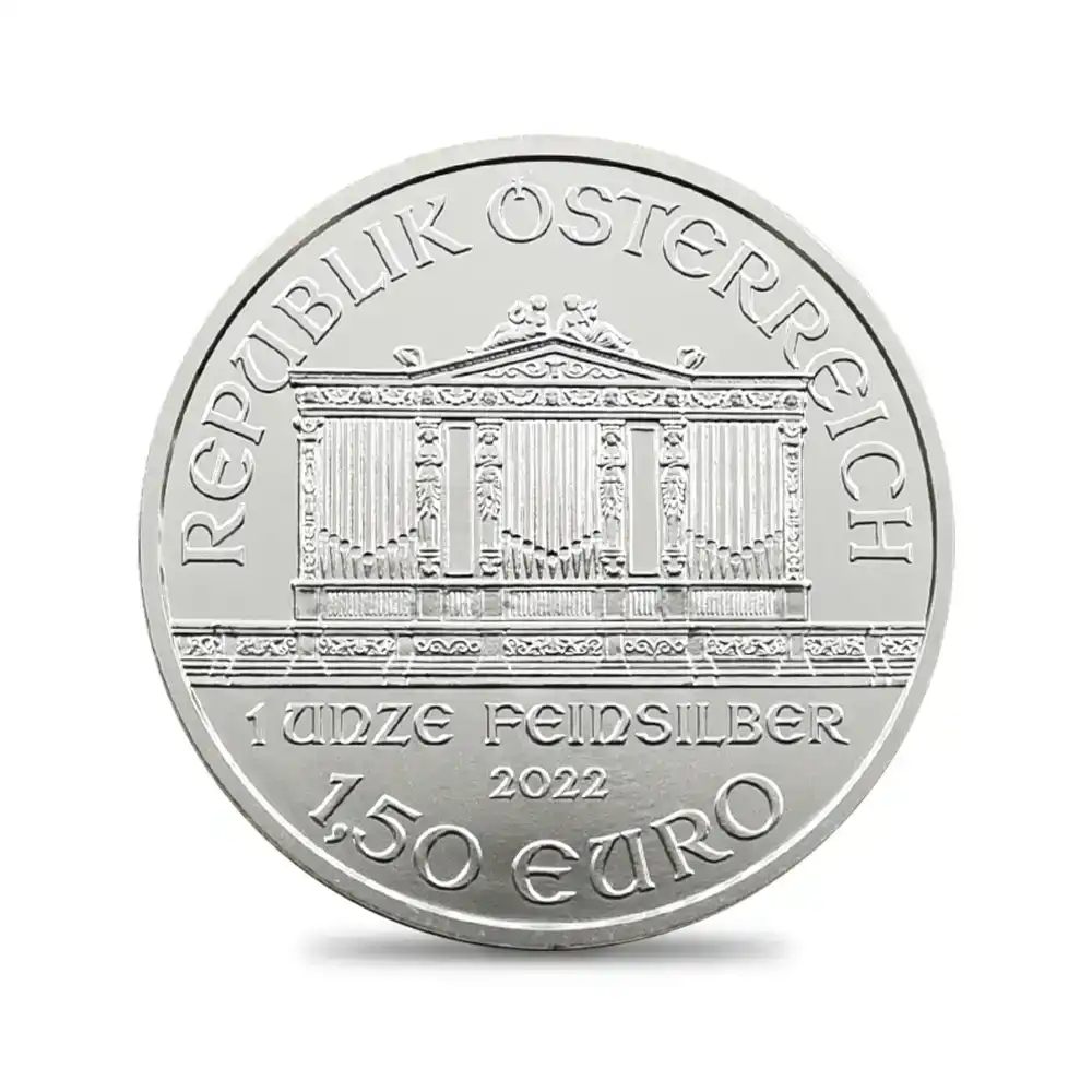 地金型4：1407 オーストリア 2022 ウィーンフィル 1.5ユーロ 1オンス 銀貨 【1枚】 (コインケース付き)