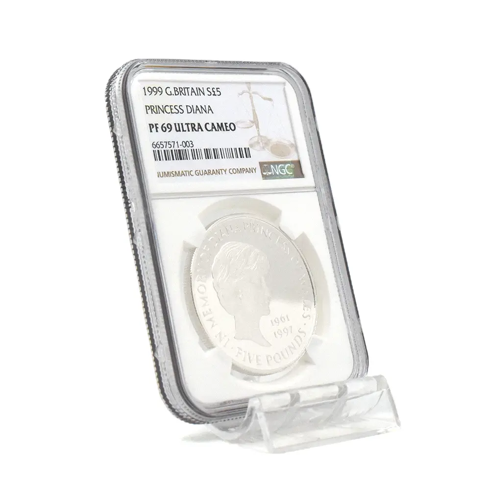 モダンコイン6：6308 1999 エリザベス2世 ダイアナ妃追悼記念 5ポンド銀貨 NGC PF69UC 箱付き