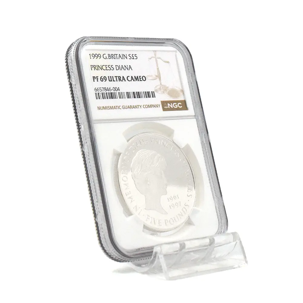 モダンコイン6：6309 1999 エリザベス2世 ダイアナ妃追悼記念 5ポンド銀貨 NGC PF69UC 箱付き
