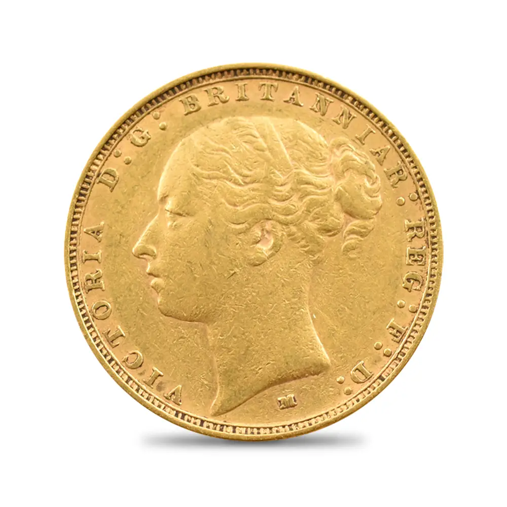 アンティークコイン3：3726 オーストラリア 1885 ヴィクトリア女王 ヤングヘッド 聖ジョージ竜退治 1ソブリン金貨 未鑑定