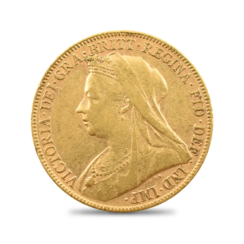 アンティークコイン3：3727 1899 ヴィクトリア女王 オールド（ヴェールド）ヘッド 聖ジョージ竜退治 1ソブリン金貨 未鑑定