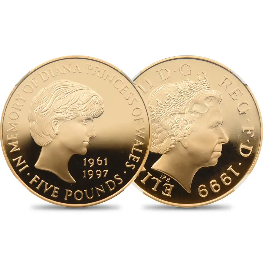 1999 ダイアナ妃追悼記念 5ポンド金貨 NGC PF69UC 箱付き | 英国