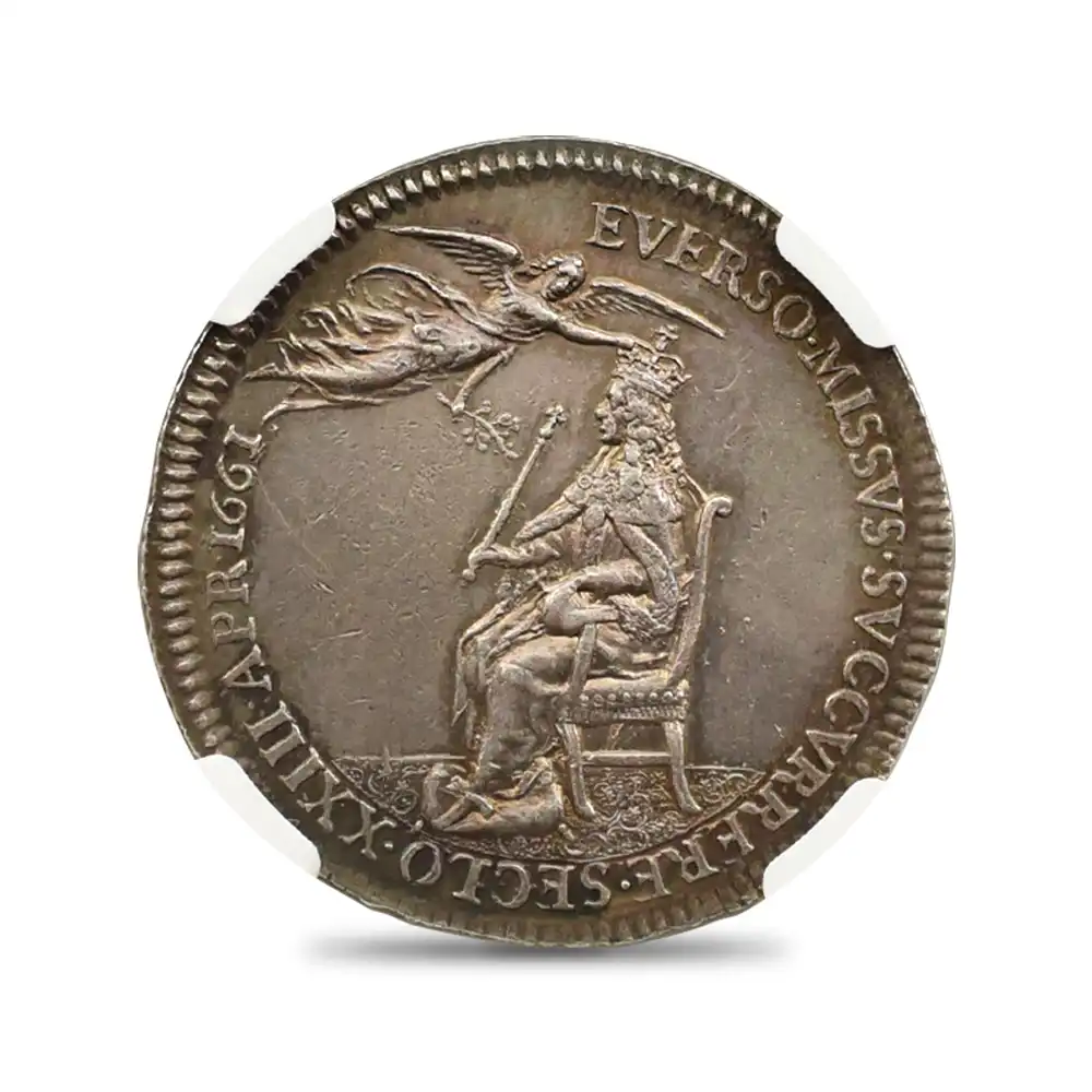 メダル3：1553 1661 チャールズ2世 戴冠記念 銀メダル NGC UNC DETAILS MI-472-76