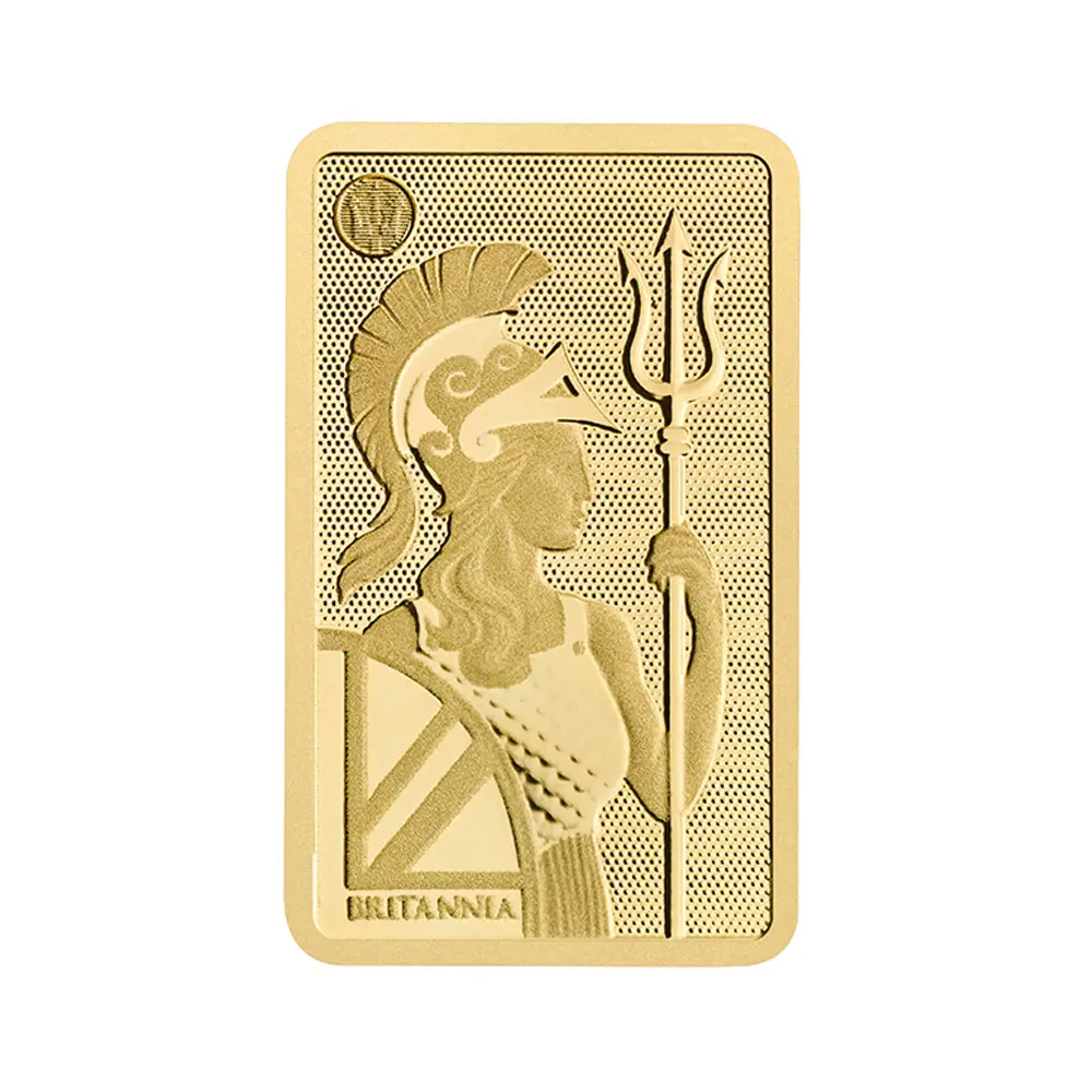 地金型2：6232 イギリス ブリタニア 金の延べ板 1グラム ミンテッド ゴールドバー 【1本】 (ブリスターパック付き)