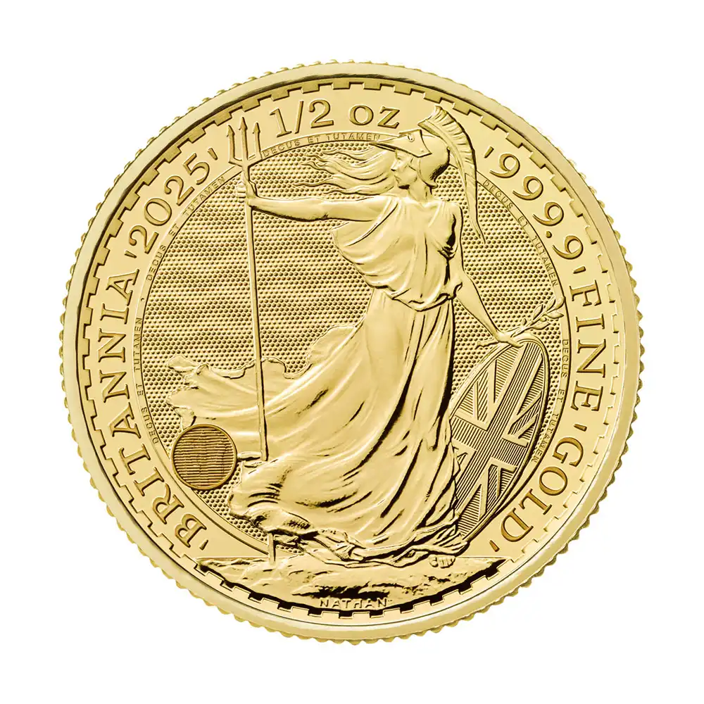 地金型2：6315 イギリス 2025 チャールズ3世 ブリタニア 50ポンド 1/2オンス 金貨 【1枚】(ブリスターパック付き)