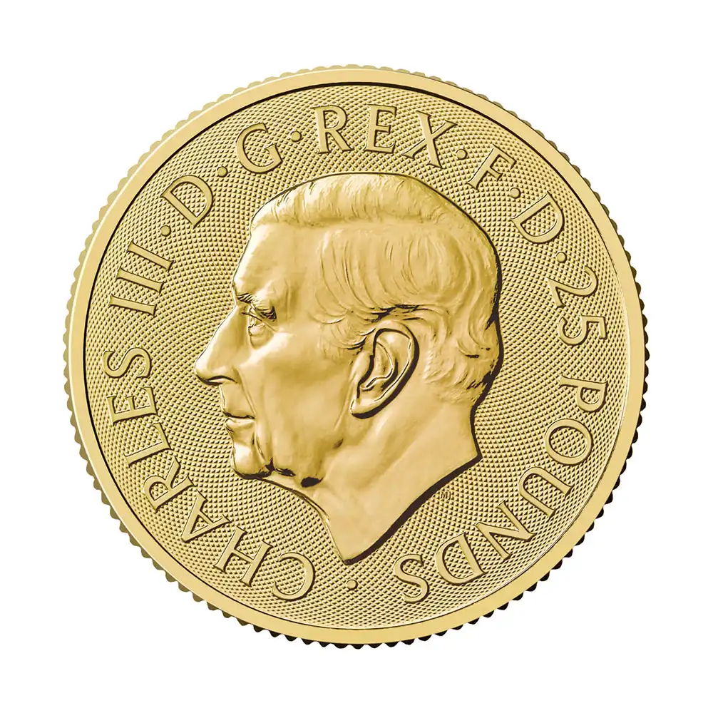 地金型3：6316 イギリス 2025 チャールズ3世 ブリタニア 25ポンド 1/4オンス 金貨 【1枚】(ブリスターパック付き)