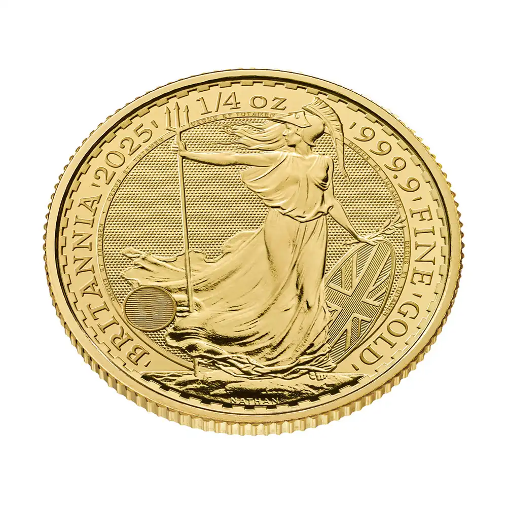 地金型6：6316 イギリス 2025 チャールズ3世 ブリタニア 25ポンド 1/4オンス 金貨 【1枚】(ブリスターパック付き)