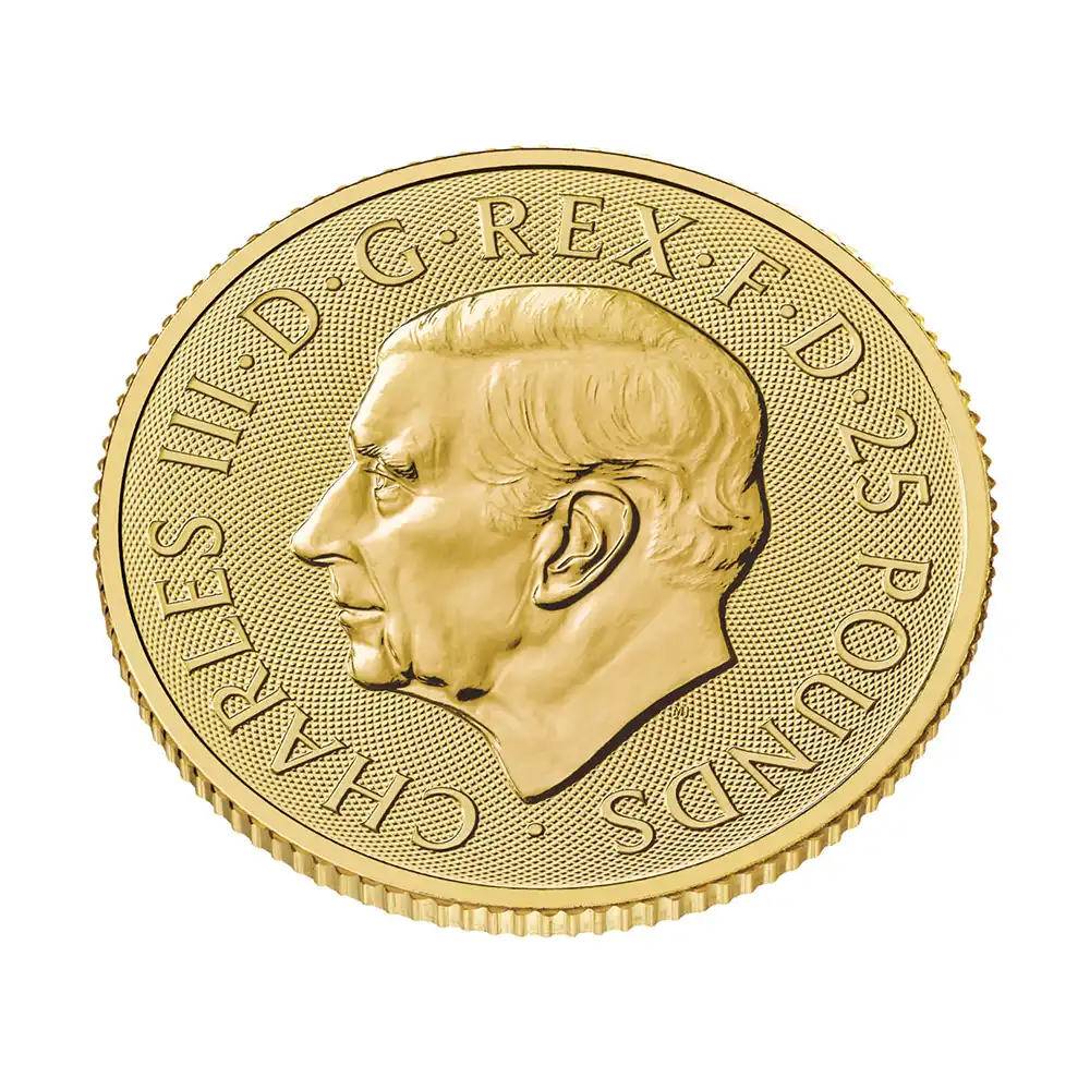 地金型7：6316 イギリス 2025 チャールズ3世 ブリタニア 25ポンド 1/4オンス 金貨 【1枚】(ブリスターパック付き)