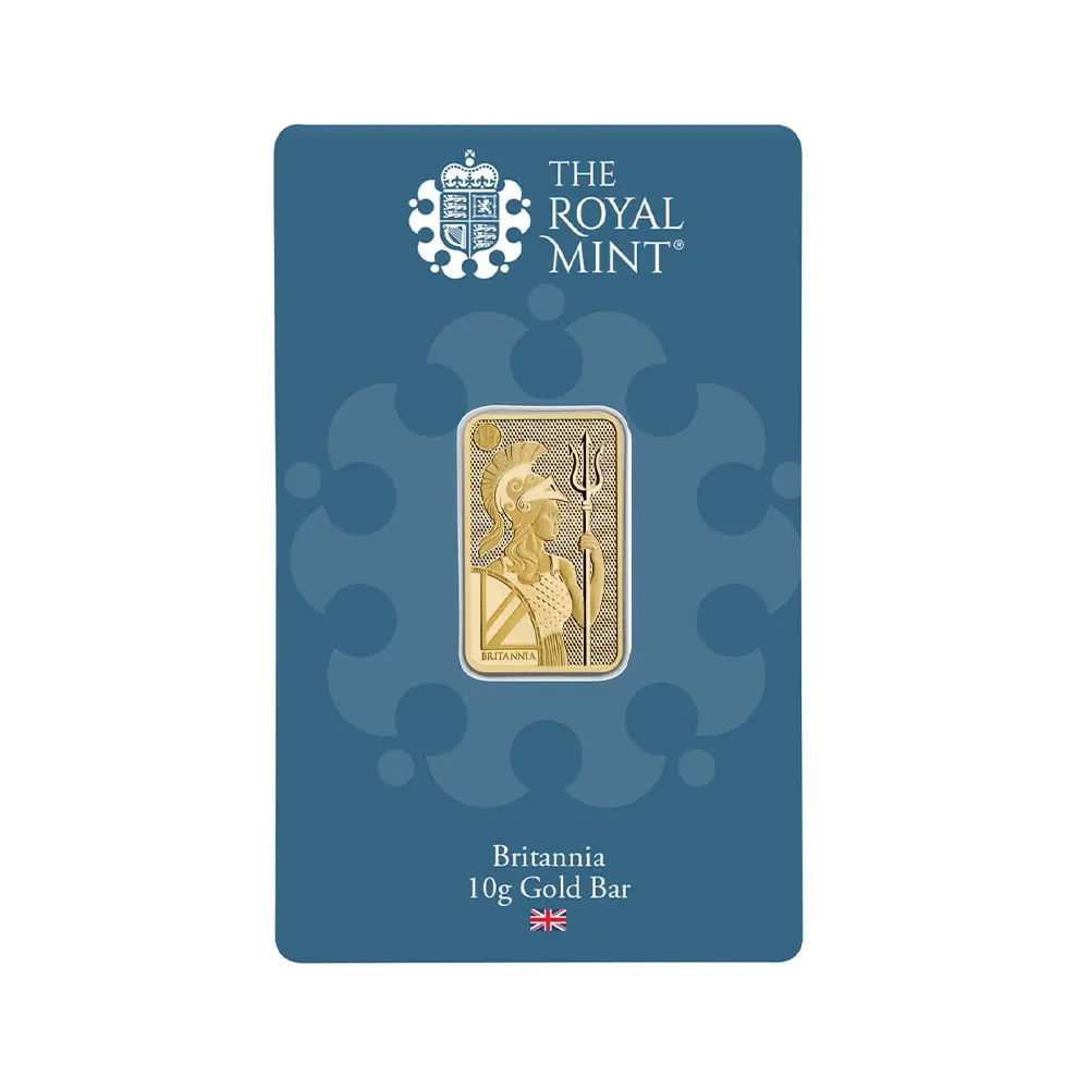 地金型4：6234 イギリス ブリタニア 金の延べ板 10グラム ミンテッド ゴールドバー 【1本】 (ブリスターパック付き)