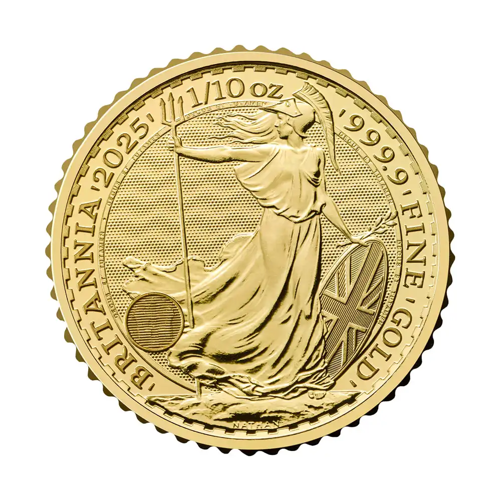 地金型2：6317 イギリス 2025 チャールズ3世 ブリタニア 10ポンド 1/10オンス 金貨 【1枚】(ブリスターパック付き)