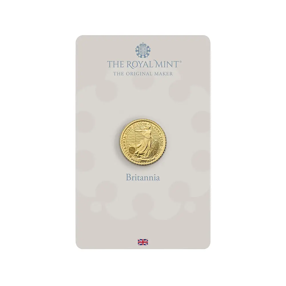地金型4：6317 イギリス 2025 チャールズ3世 ブリタニア 10ポンド 1/10オンス 金貨 【1枚】(ブリスターパック付き)