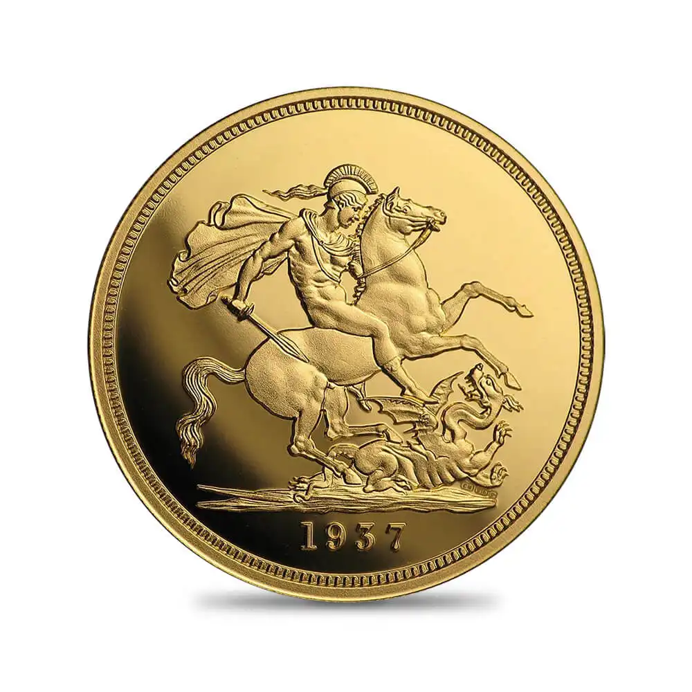 メダル3：1297 2021(1937) エドワード8世 聖ジョージの竜退治 5ポンド金貨 復刻金メダル PCGS PR70DC【ご予約承り品】