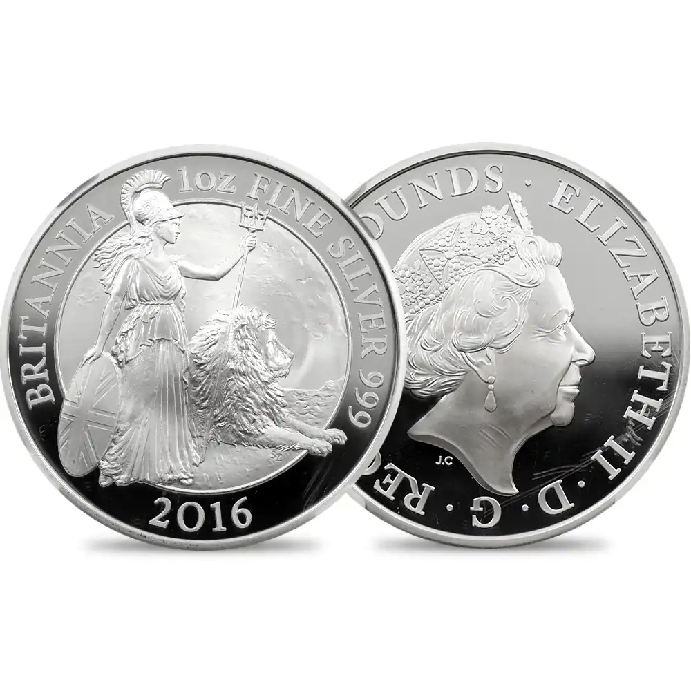 2016 エリザベス2世 ブリタニア 2ポンド1オンス銀貨 アーリーリリース