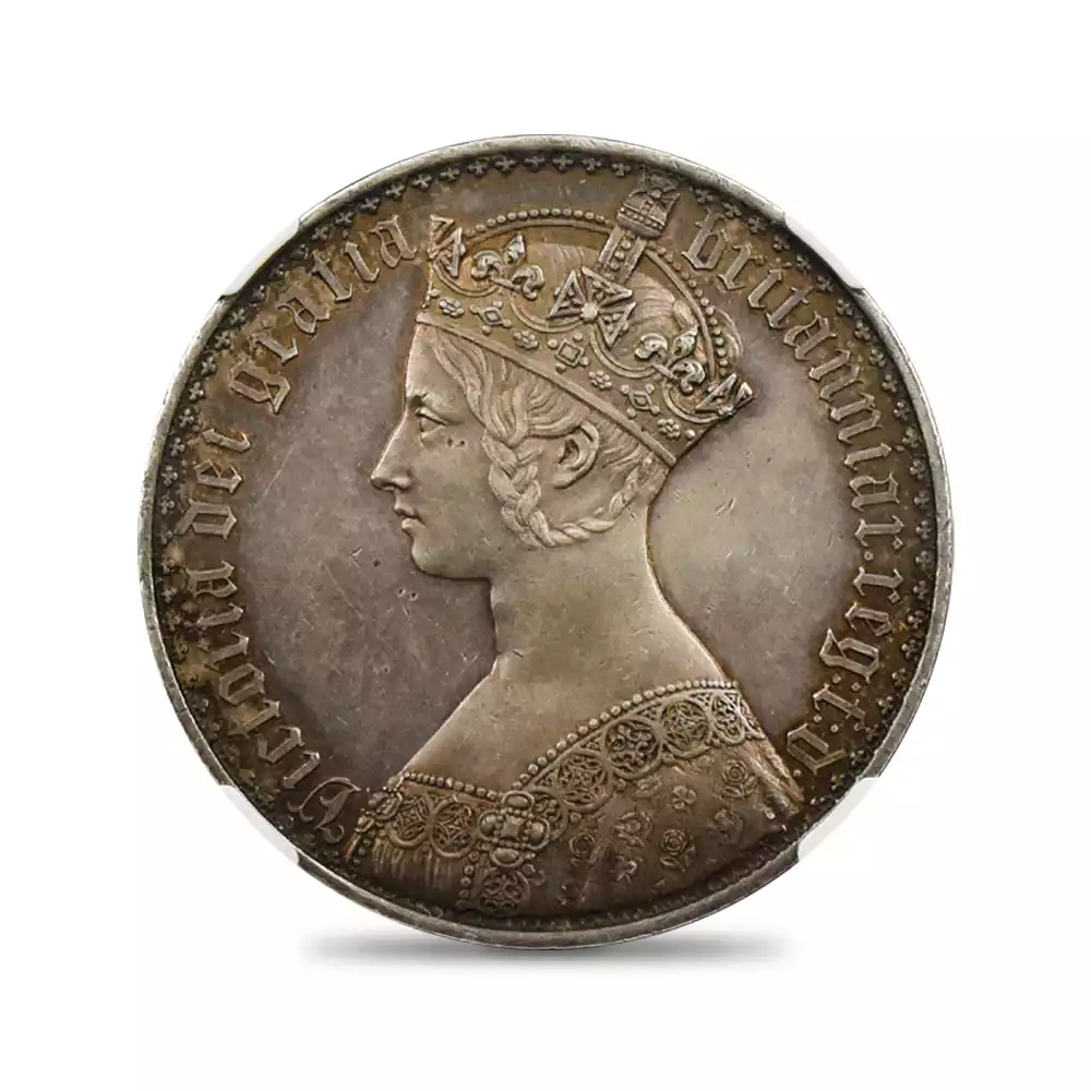 アンティークコイン2：2218 1847 ヴィクトリア女王 ゴチッククラウン銀貨 アンデシモエッジ NGC PF58