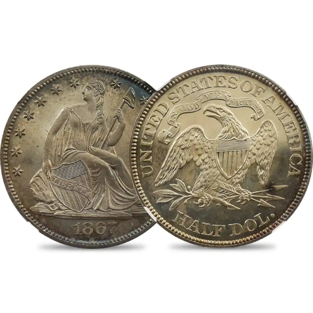 アンティークコイン1：1622 アメリカ 1867 リバティ 50セント銀貨 NGC PF64