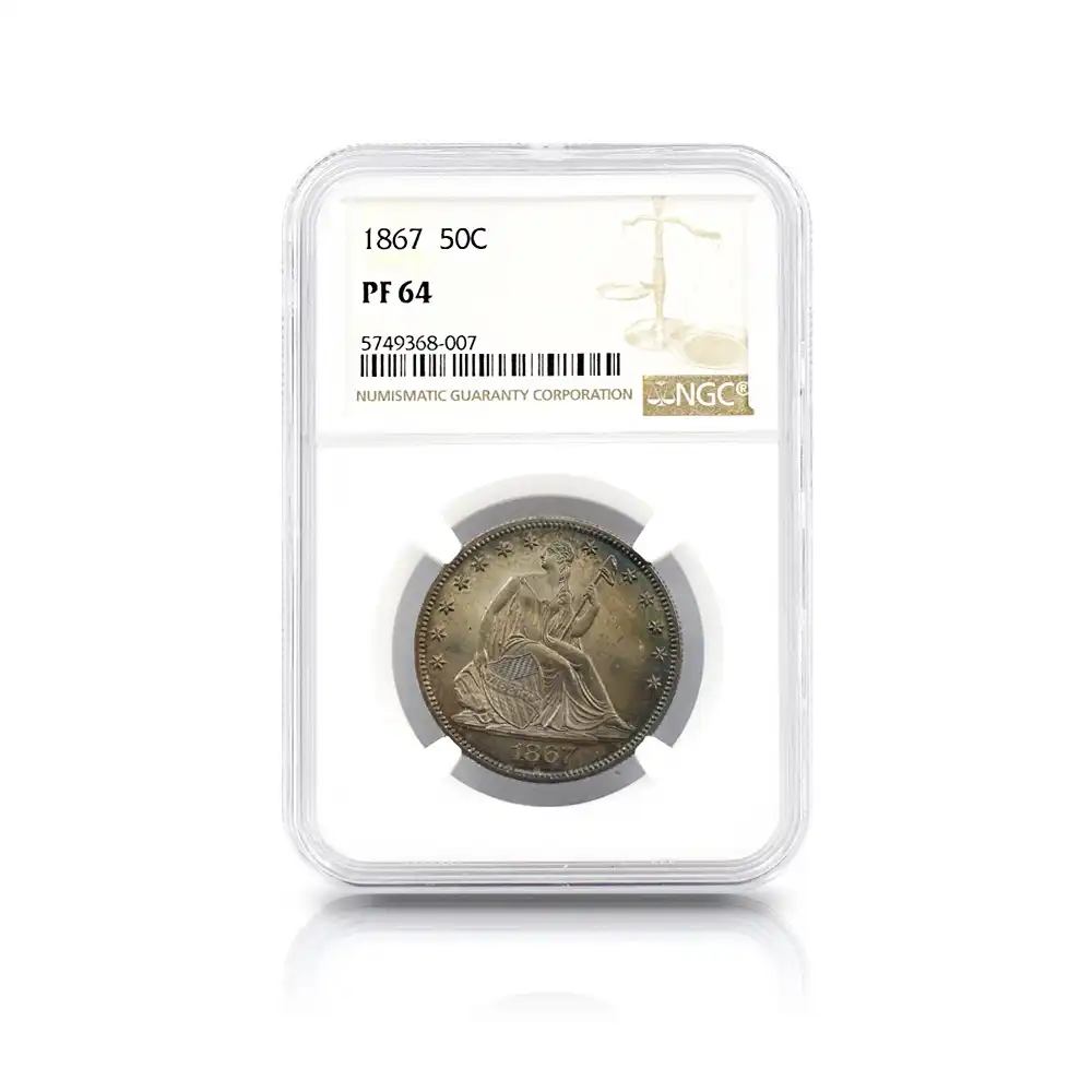 アンティークコインs4：1622 アメリカ 1867 リバティ 50セント銀貨 NGC PF64