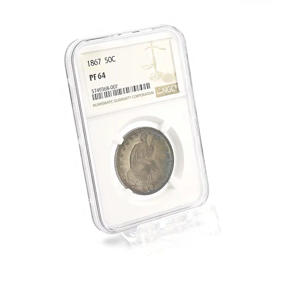 アンティークコイン6：1622 アメリカ 1867 リバティ 50セント銀貨 NGC PF64