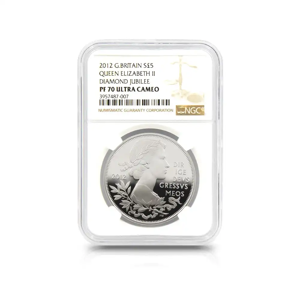 モダンコインs4：1683 2012 エリザベス2世 即位60周年記念 ダイアモンドジュビリー 5ポンド銀貨 NGC PF70UC