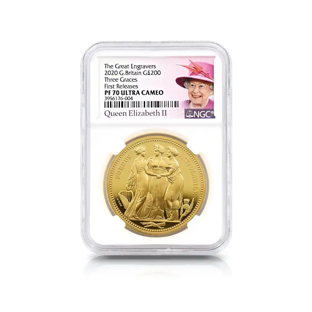 モダンコイン4：1714 2020 エリザベス2世 スリーグレーセス 200ポンド2オンス金貨 ファーストリリース NGC PF70UC 箱付き