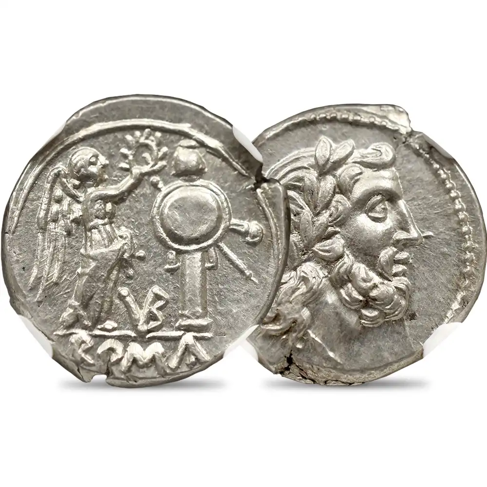 恵みの時 古代ローマ帝国 ジュピター神 ヴィクトリアトス 銀貨 NGC BC