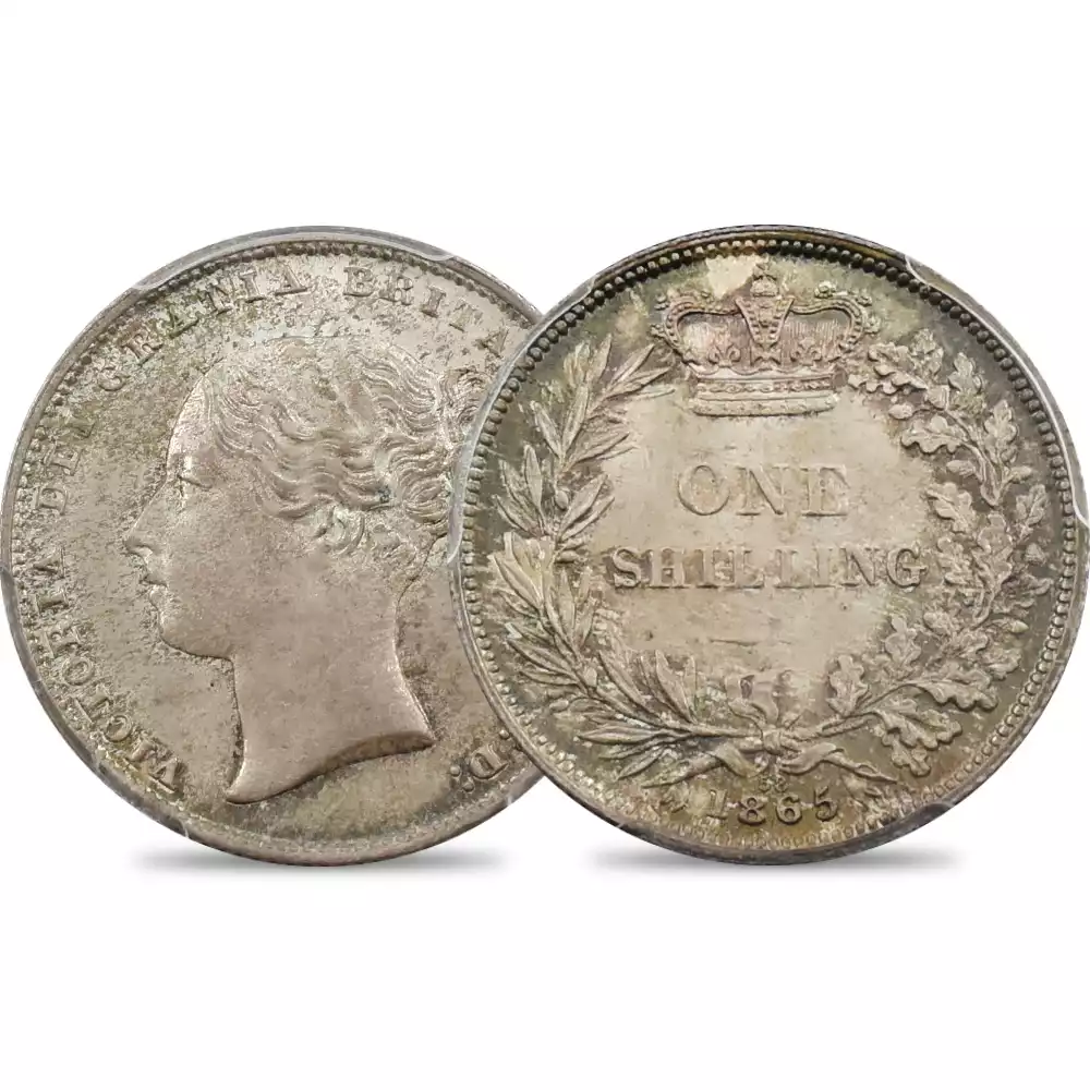 アンティークコイン1：2226 1865 ヴィクトリア女王 1シリング銀貨 PCGS MS67 Die#58