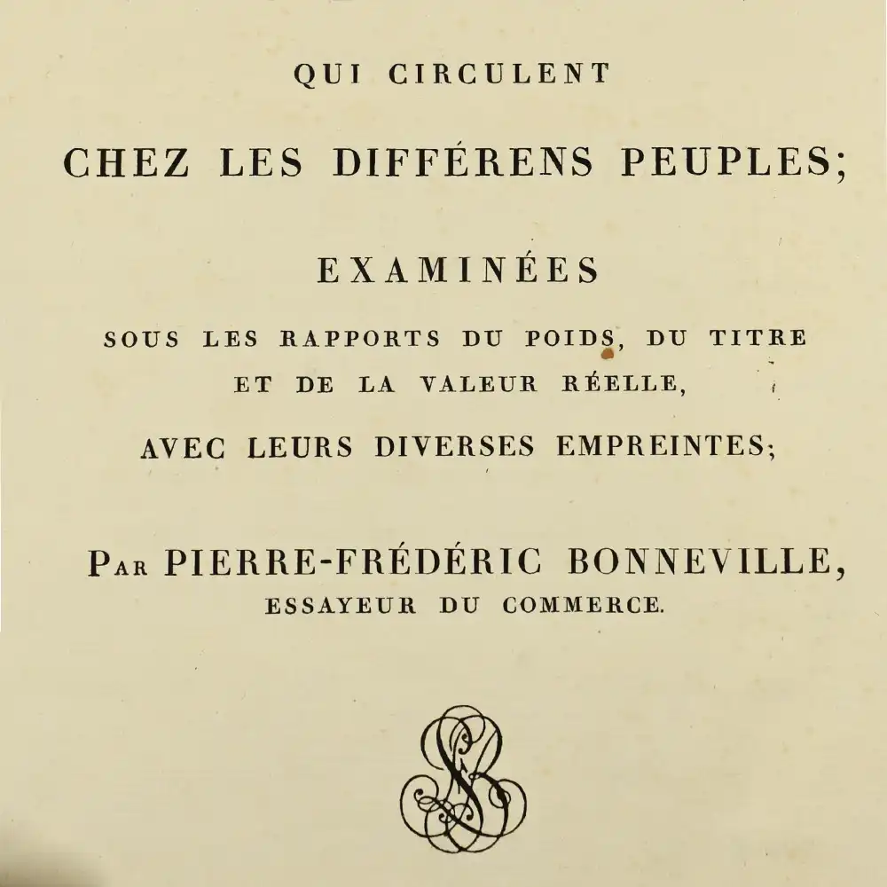 書籍10：1823 本 書籍 『BONNEVILLE :Traité des monnaies d'or et d'argent 1806』 ピエール・フレデリック・ボンヌヴィル作金貨・銀貨概論 書込み有り