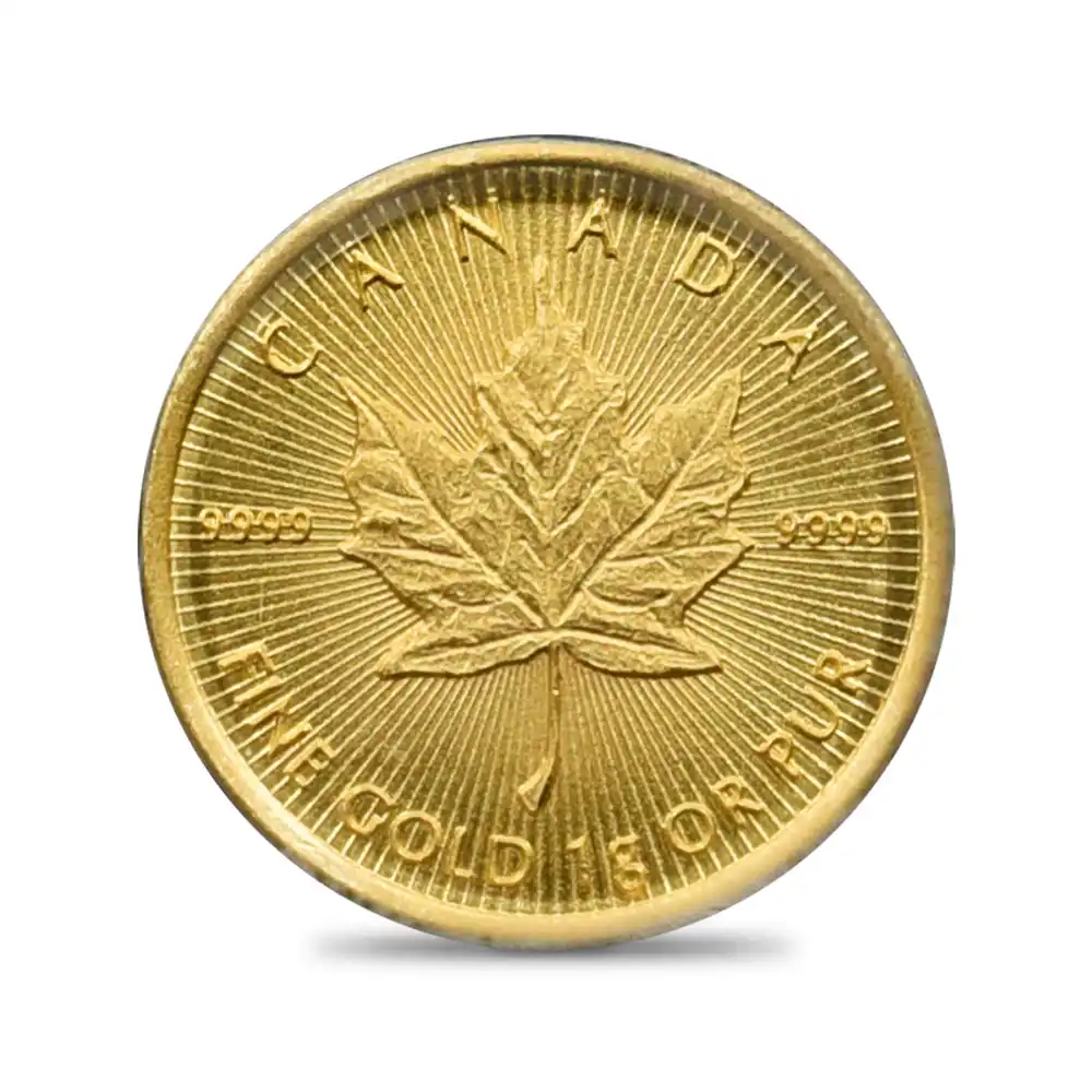 地金型2：1835 カナダ 2022 エリザベス2世 メイプルリーフ 50セント1グラム地金型金貨